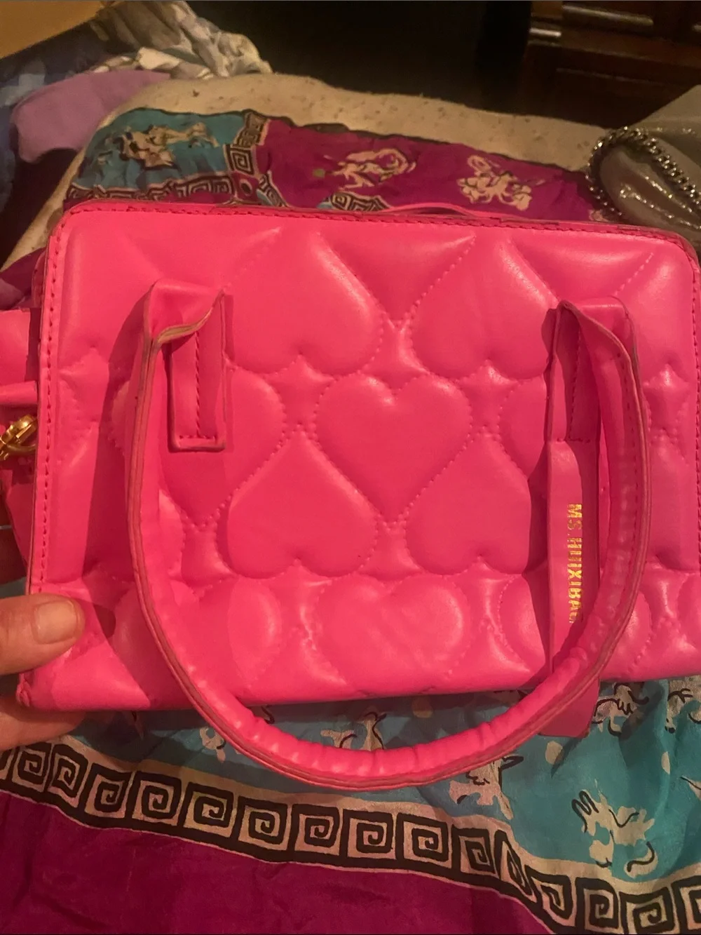 Hot Pink Quilted Heart Satchel